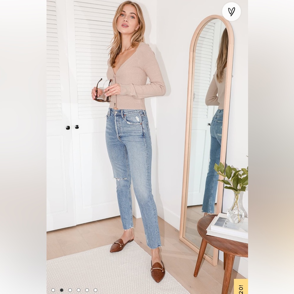 Lulu's Beige Button-Front Ribbed Cardigan - Picture 4 of 9